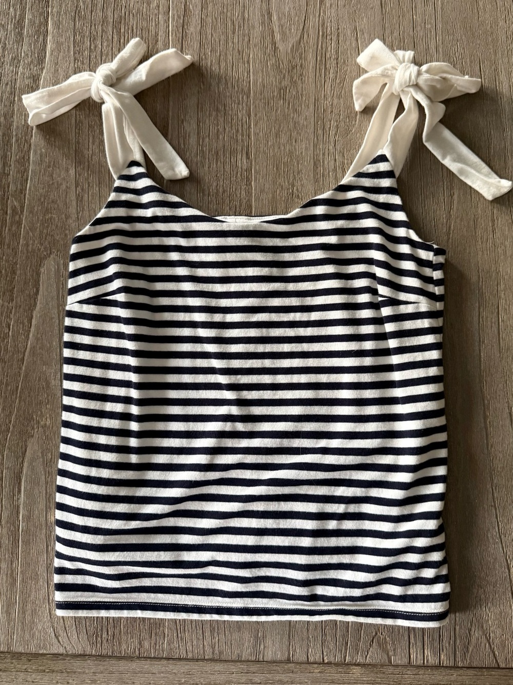 J. Crew Navy and White Striped Tie-Shoulder Camisole